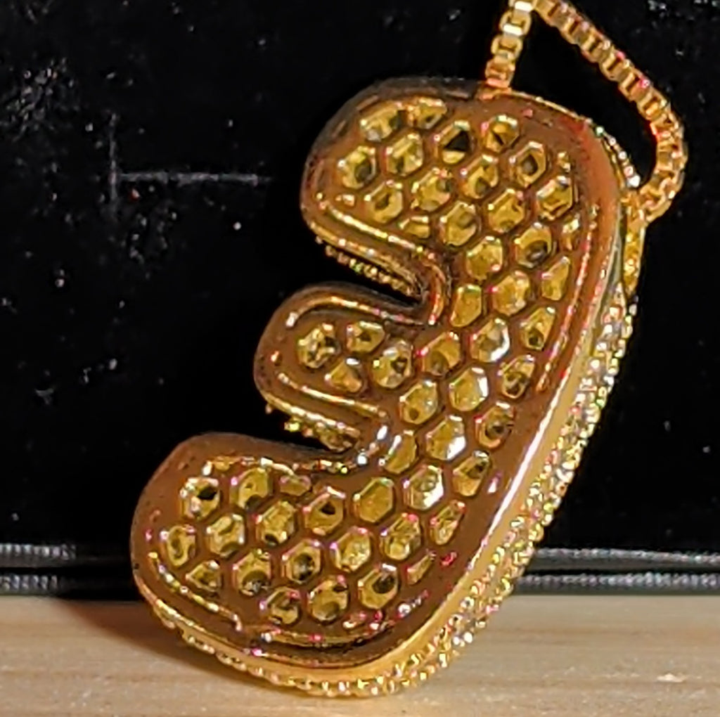 Bubble Letter E Necklace Rhinestone Gold Tone Y2K Vibe