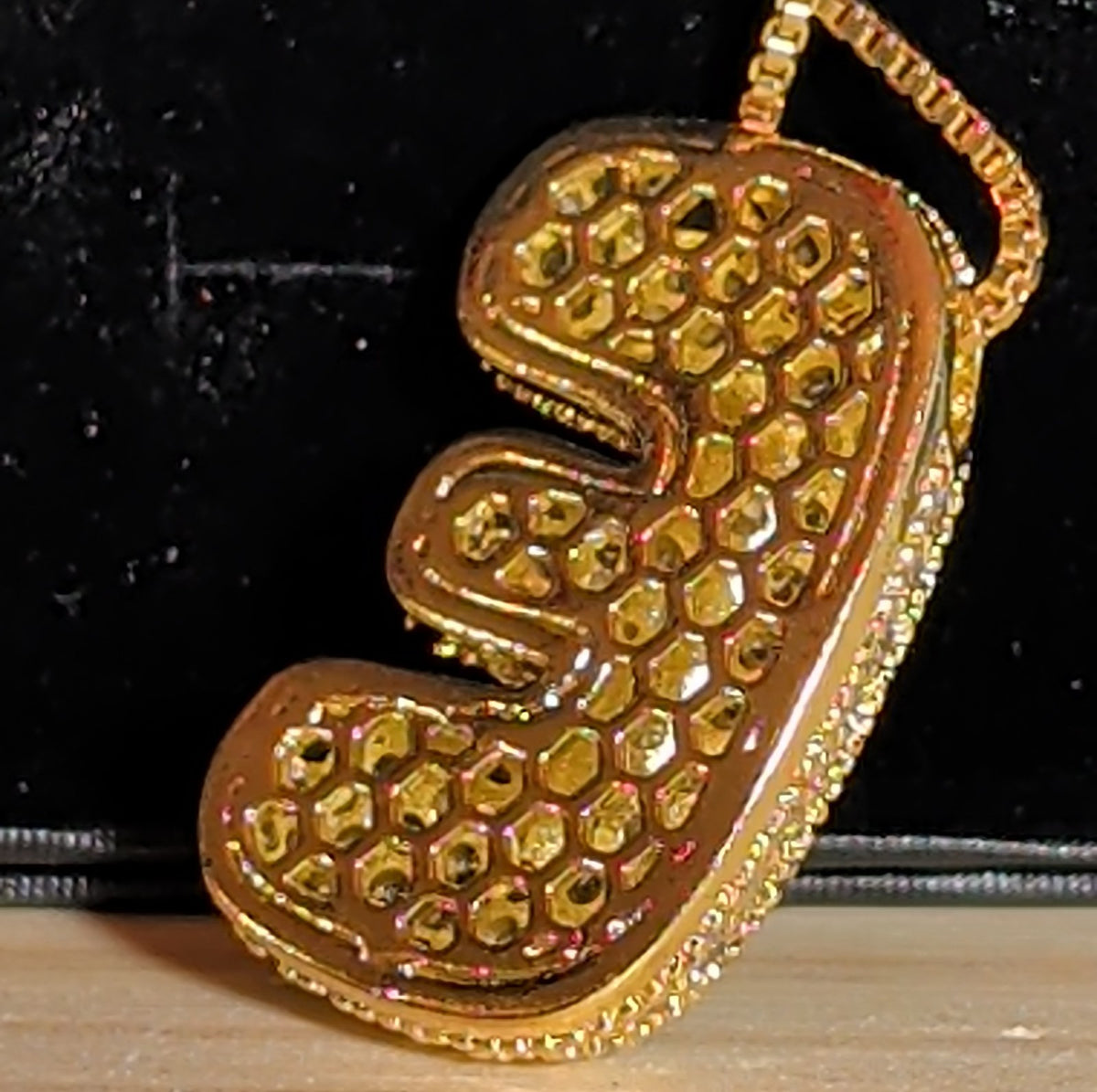 Bubble Letter E Necklace Rhinestone Gold Tone Y2K Vibe