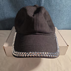 Black Rhinestone Trim Baseball Cap Peng Yuan