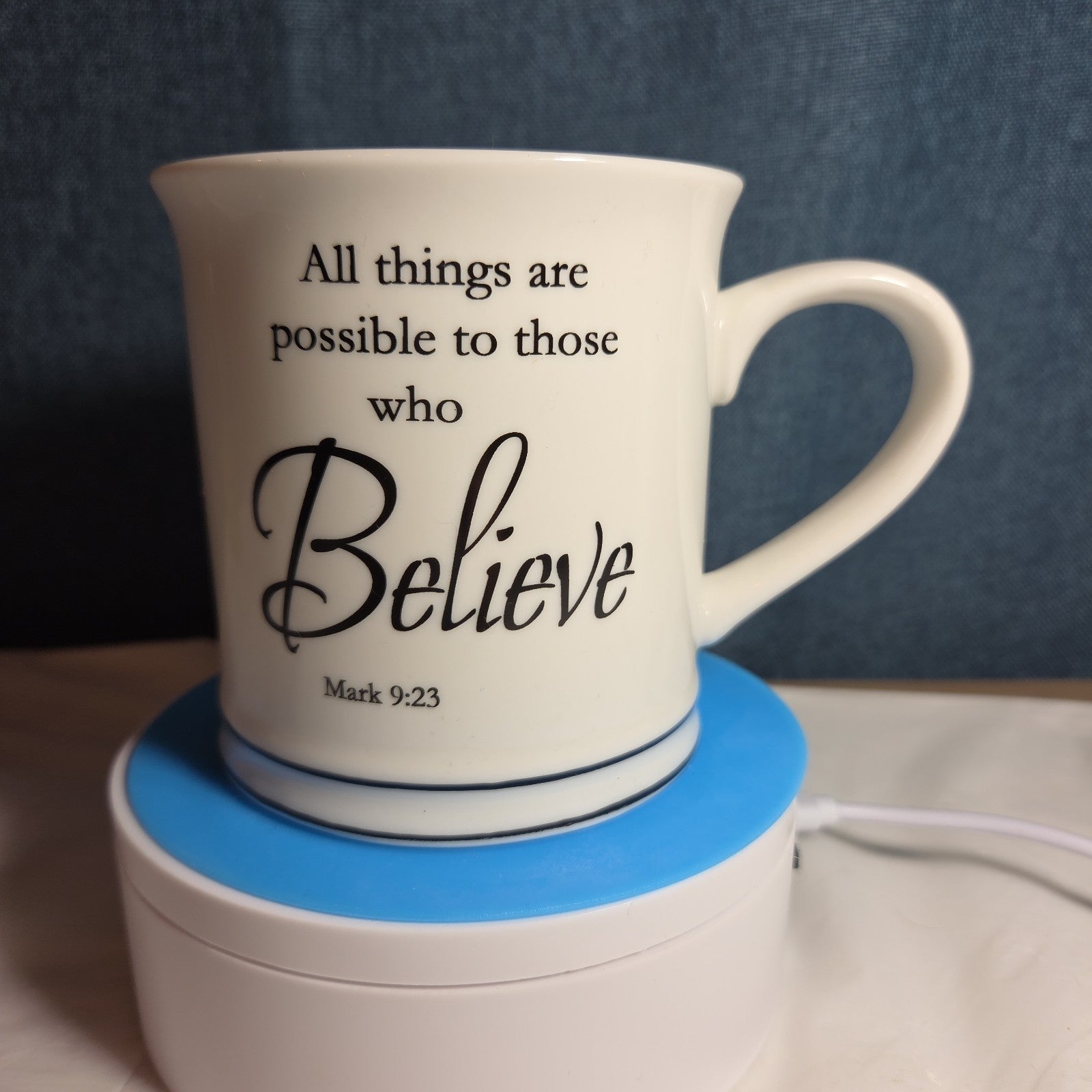 Home Essentials Believe Mark 9:23 White Ceramic Mug 12oz Inspirational