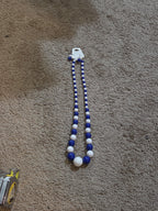 Chunky Bubblegum Bead Necklace Earring Set Blue White Retro