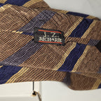 J.Z. Richards Silk Tie Edwards Michigan Brown Blue Stripe Frayed As Is Vest Tie