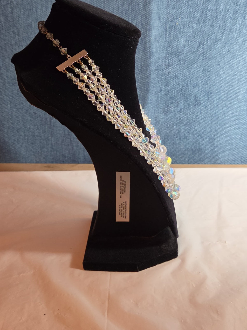 Deltah 4-Strand Aurora Borealis Crystal Necklace Vintage Glam