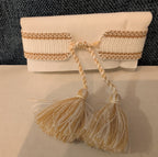 Coresky J'Adore Embroidered Woven Tassel Bracelet Gold Boho NIB