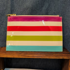 Kate Spade Striped Pencil Case Makeup Pouch Glossy Patent Preppy