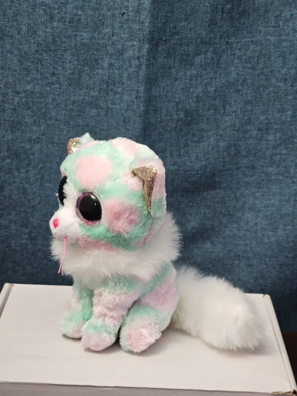 TY Beanie Boos Opal Cat Plush 6" | Pastel Pink & Green Tie Dye Kitty | No Tag