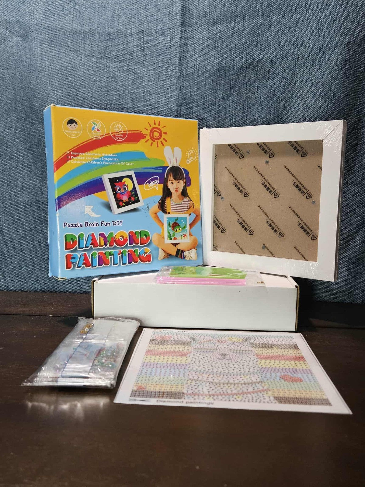 DIY Diamond Art Kit for Kids | Llama Design with White Frame | Puzzle Brain Fun 