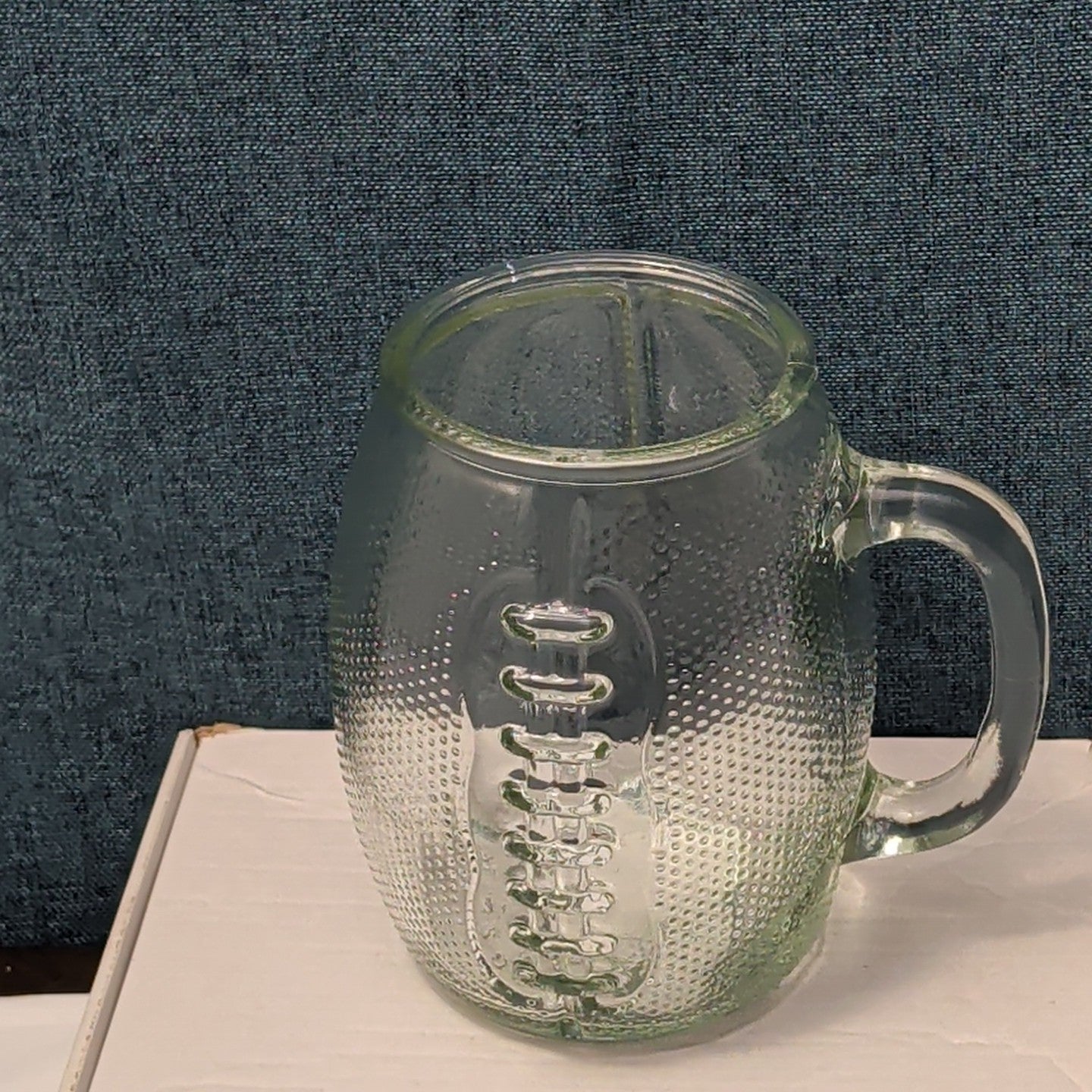 Home Essentials FOOTBALL Glass Mug XL 36 oz Textured Pigskin Beer Stein Gameday