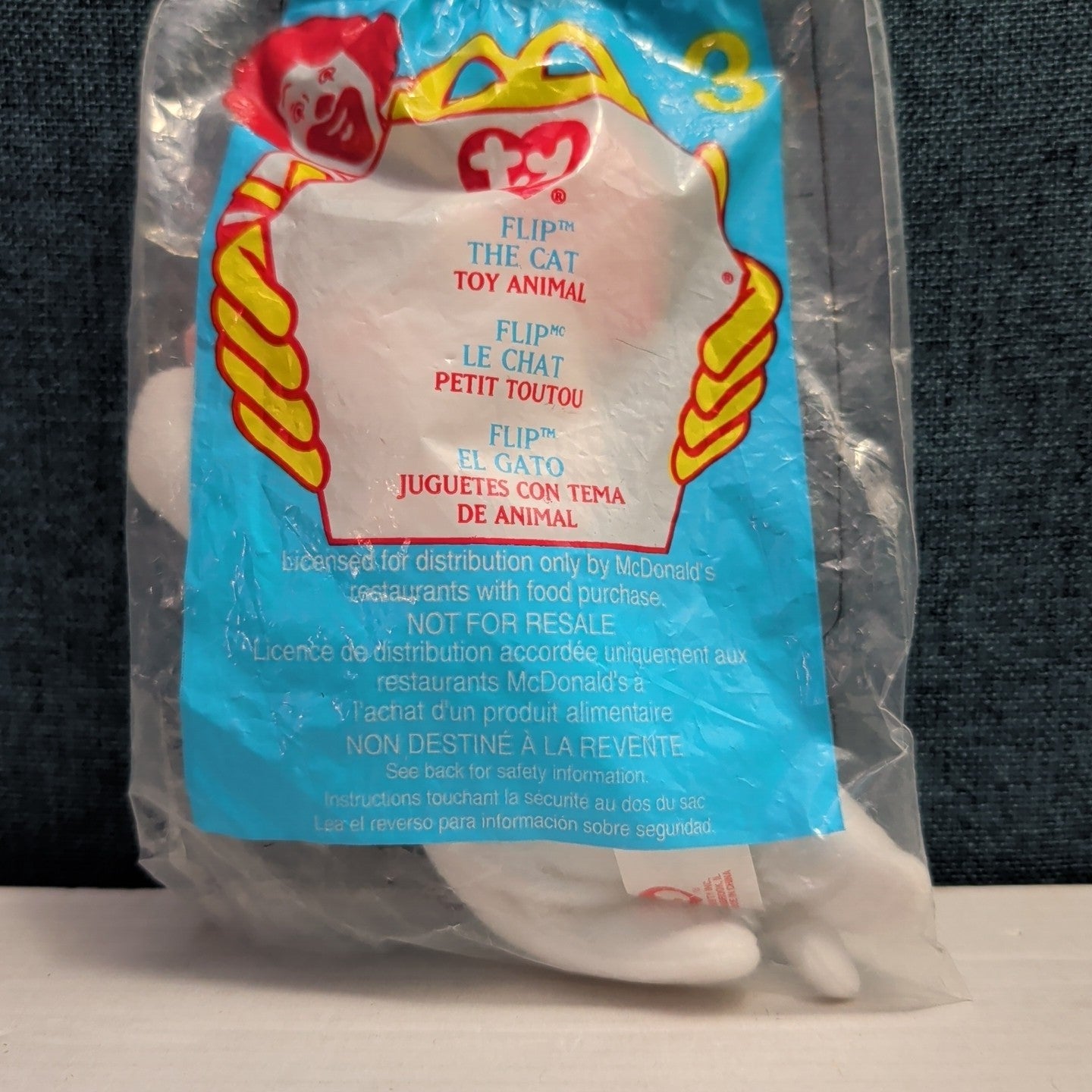 Ty Teenie Beanie Babies Flip the Cat #3 McDonald’s 2000 Sealed New White Cat Toy