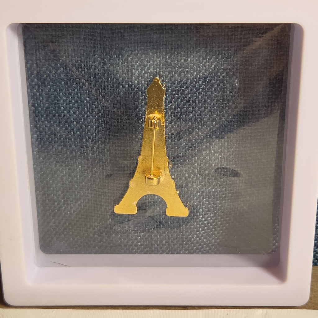 Paris Eiffel Tower Enamel Metal Brooch Vintage Pin