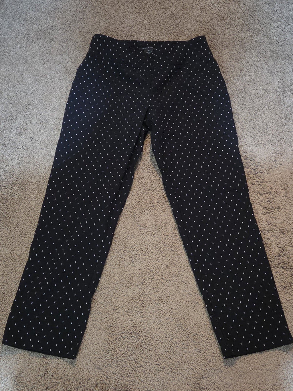 Zac & Rachel Pants 12 Black White Polka Dot Pull On Stretch