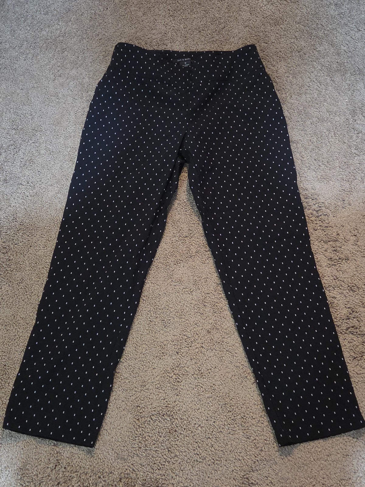 Zac & Rachel Pants 12 Black White Polka Dot Pull On Stretch