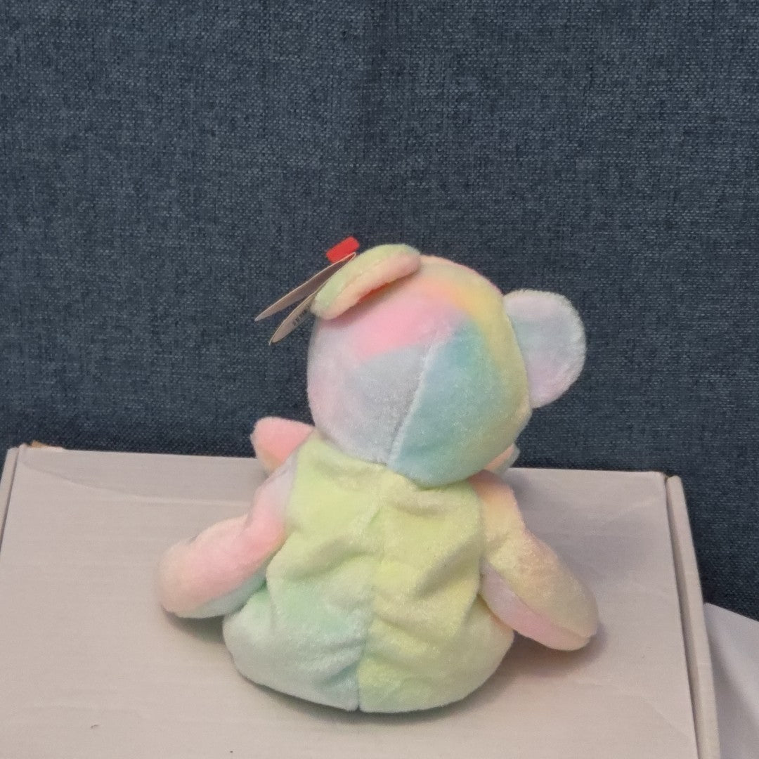 TY Beanie Baby B.B. BEAR The Birthday Bear 1999 | Pastel Tie-Dye | Mint Tags NEW