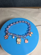 Kawaii Kitty Pink Beaded Stretch Charm Bracelet Y2K