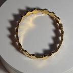 Hinged White Clover Bangle Bracelet Gold Tone Enamel