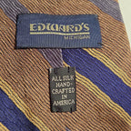 J.Z. Richards Silk Tie Edwards Michigan Brown Blue Stripe Frayed As Is Vest Tie