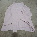 Anne Klein Blouse L Pink Tie Neck V-Neck Long Sleeve Career Top