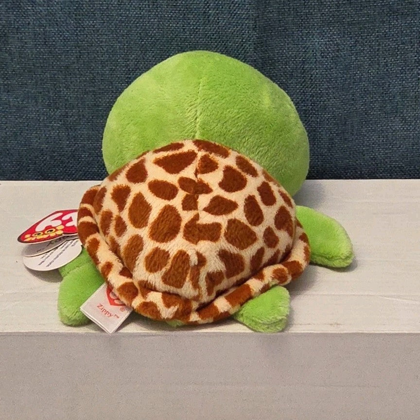 Ty Beanie Boos Zippy Green Turtle 6" Stuffed Animal Toy Gold Glitter Eyes MWMT