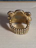 Sarah Coventry Pearl Rhinestone Flower Ring Vintage  Adjustable