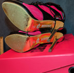 RedKiss Summer Stunner Heels Size 8.5 Pink Black Lace Up Caged Stiletto