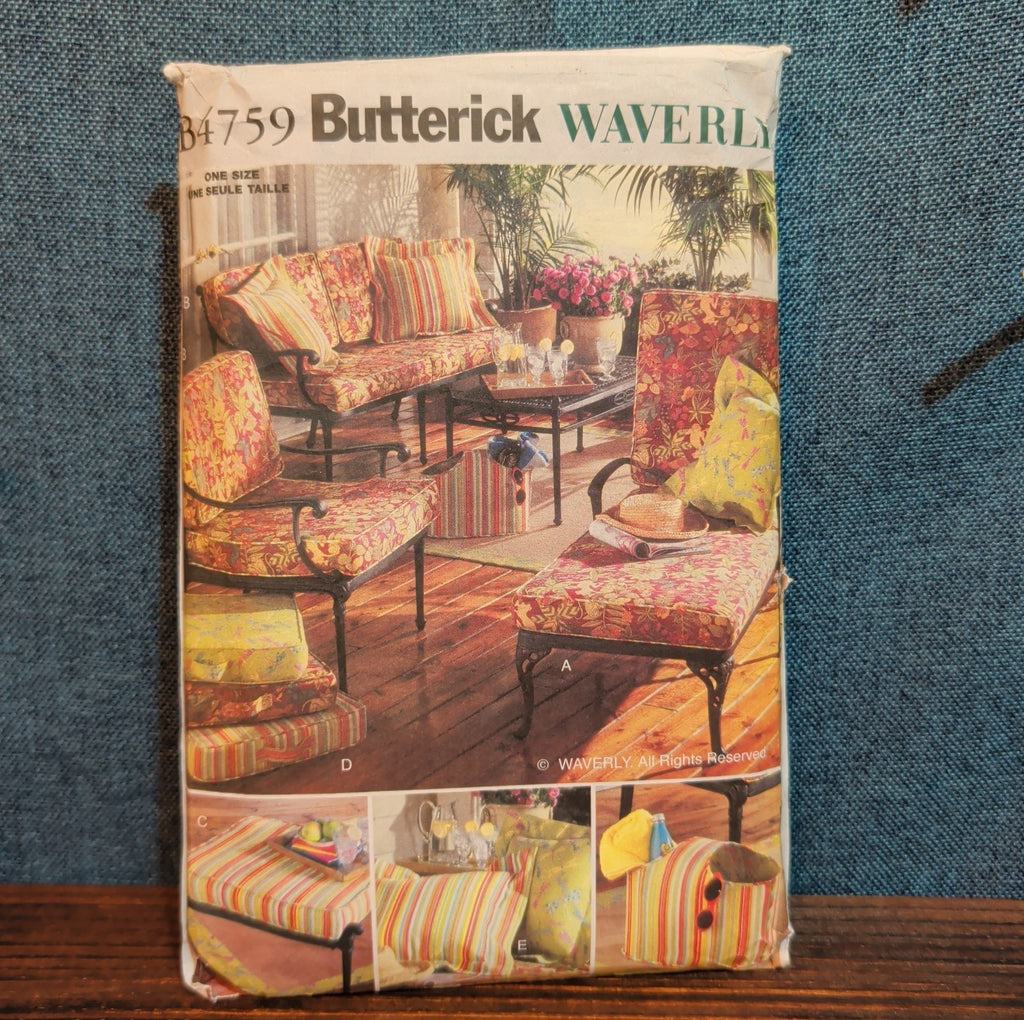 Butterick 4759 Waverly Patio Furniture Cushion Pattern DIY Home Uncut B4759