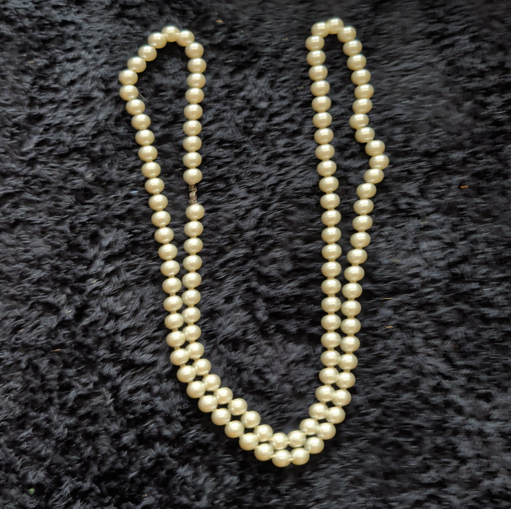 Vintage 54" Champagne Hand Knotted Faux Pearl Flapper Necklace