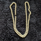 Vintage 54" Champagne Hand Knotted Faux Pearl Flapper Necklace