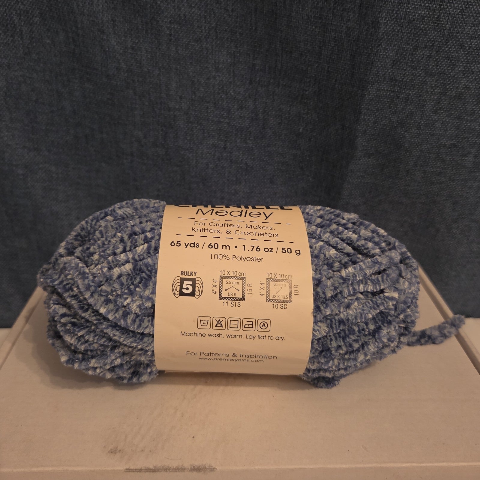 Premier Just Chenille Medley Yarn Navy Blue Lot 202 Bulky 5 Polyester