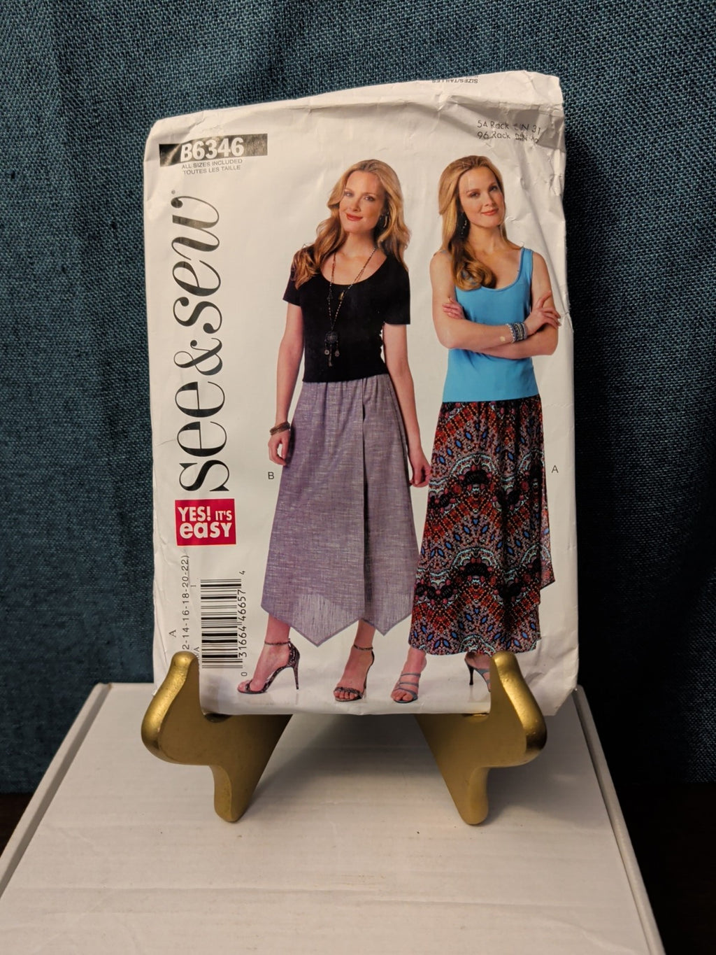 UNCUT Butterick B6346 Skirt Pattern | Asymmetrical Elastic Waist | Size 8-22 |
