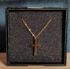 Tiny Cross Necklace 9mm Gold Tone Dainty Minimalist