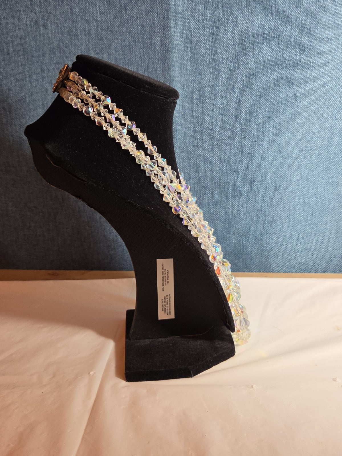 Triple Strand AB Crystal Iridescent Vintage Glam