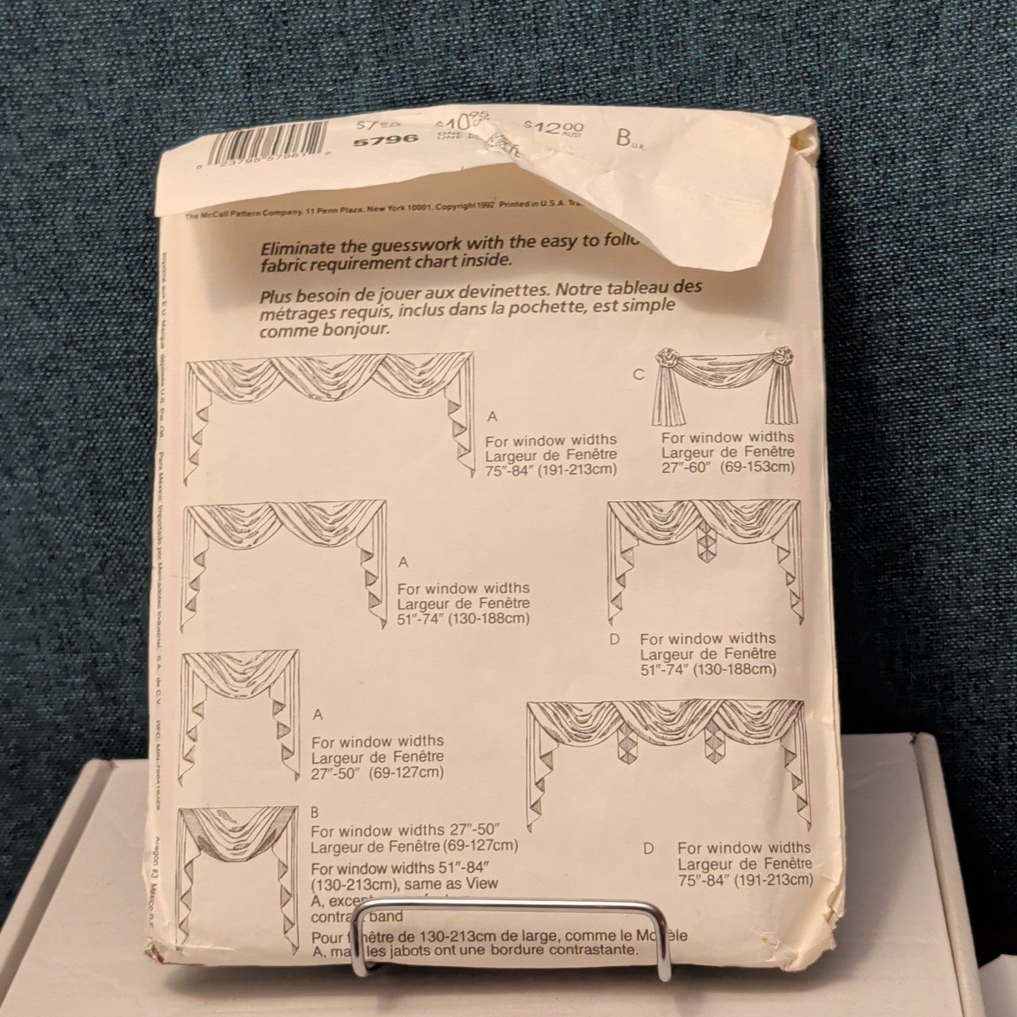 Vintage McCALL'S 5796 Sewing Pattern | Window Swags & Jabots | Curtains 1992 OOP