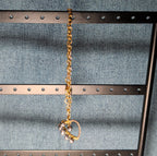Wire Wrapped Heart Bracelet Gold Tone Hematite Bead Boho