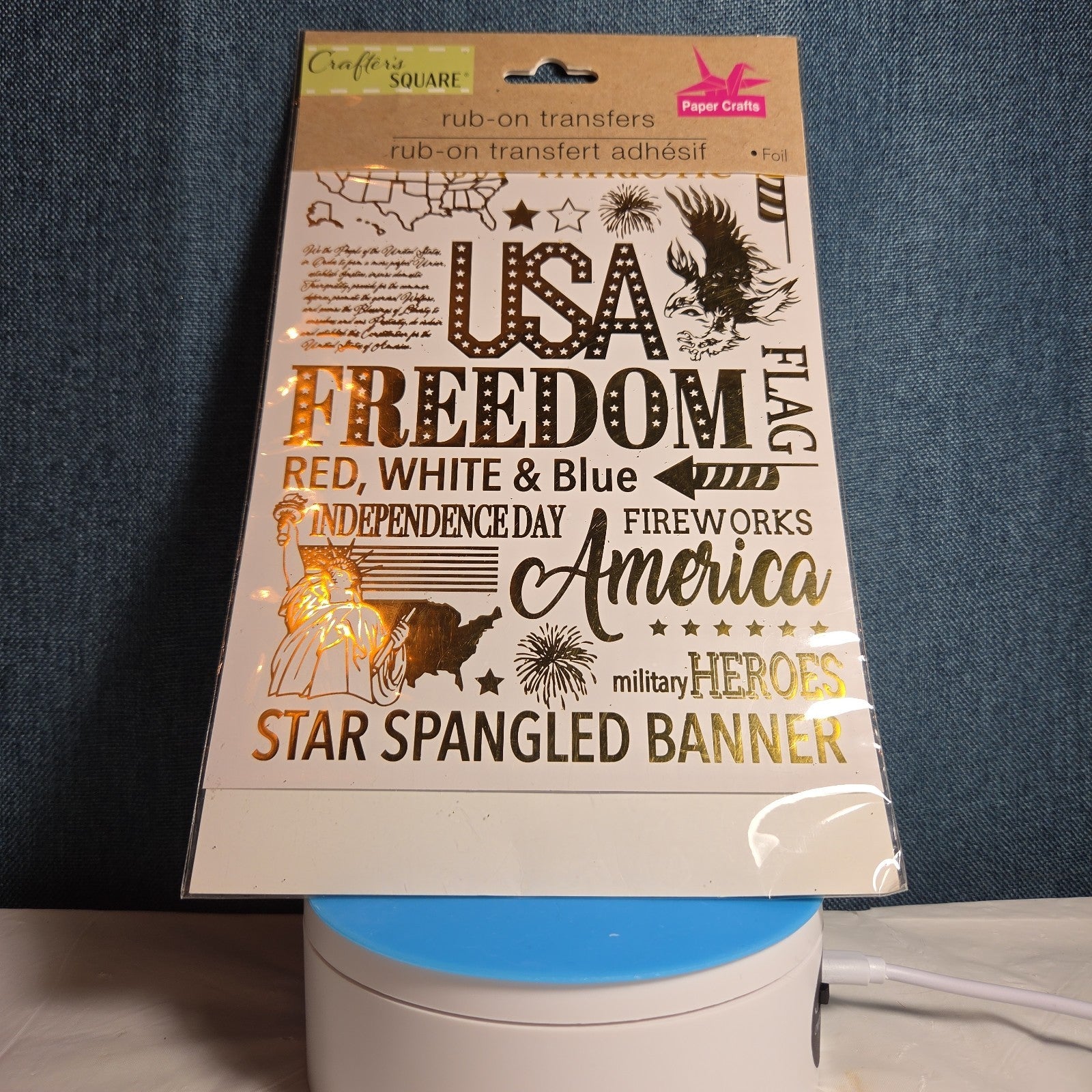 Crafters Square Gold Foil USA Patriotic Rub-On Transfers