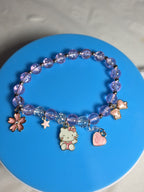 Kawaii Kitty Pink Beaded Stretch Charm Bracelet Y2K
