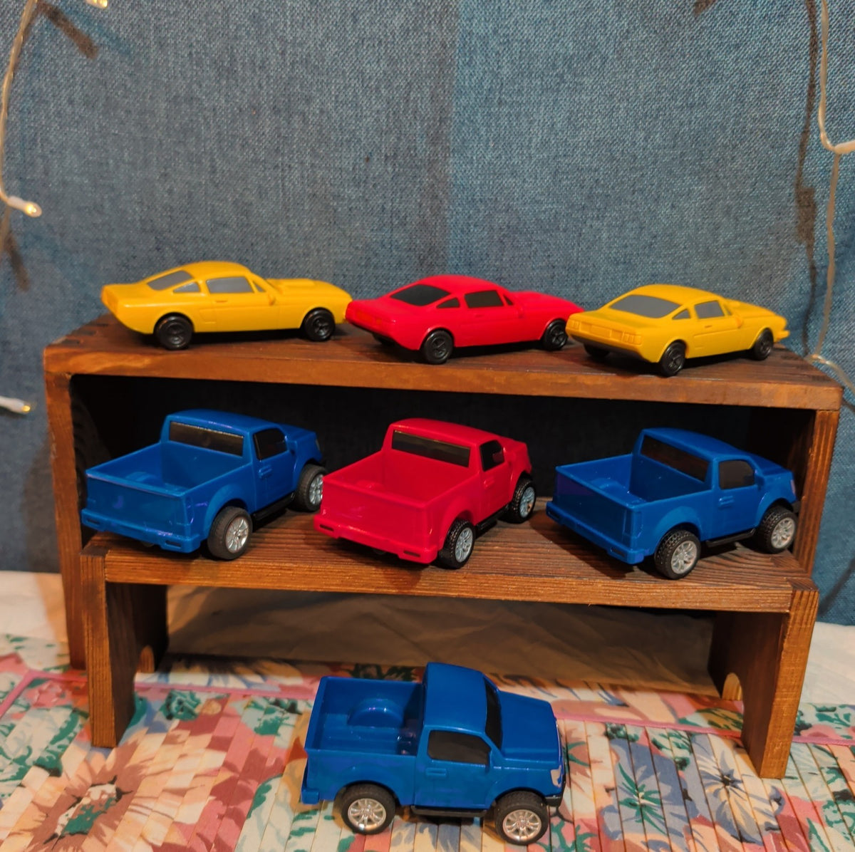 Toy Car Truck Lot 7Pc Plastic Blue Red Yellow