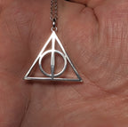 Harry Potter Deathly Hallows Silver Tone Pendant Chain Necklace