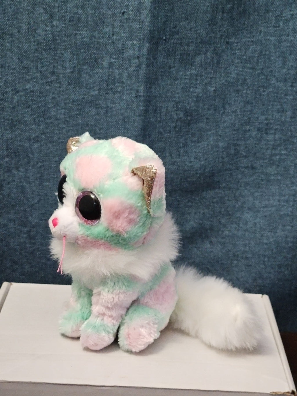 TY Beanie Boos Opal Cat Plush 6" | Pastel Pink & Green Tie Dye Kitty | No Tag