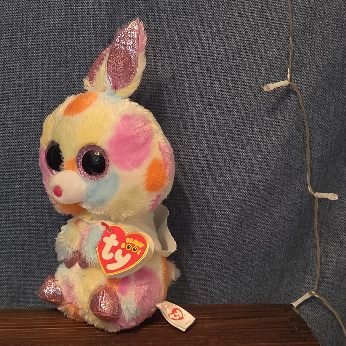 Ty Beanie Boos Bloomy Pastel Bunny Plush 6" Glitter Eyes Easter Bunny