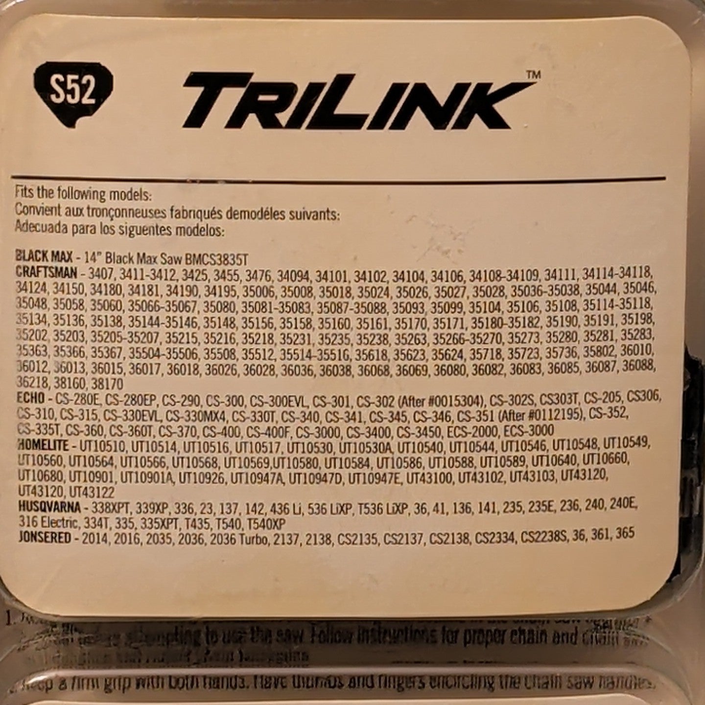 NEW TriLink S52 14" Replacement Saw Chain 2-Pack | 52 Drive Links .050" Gauge