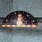 JB Snowman Half Moon Painted Metal Brooch 1996 Folk Art