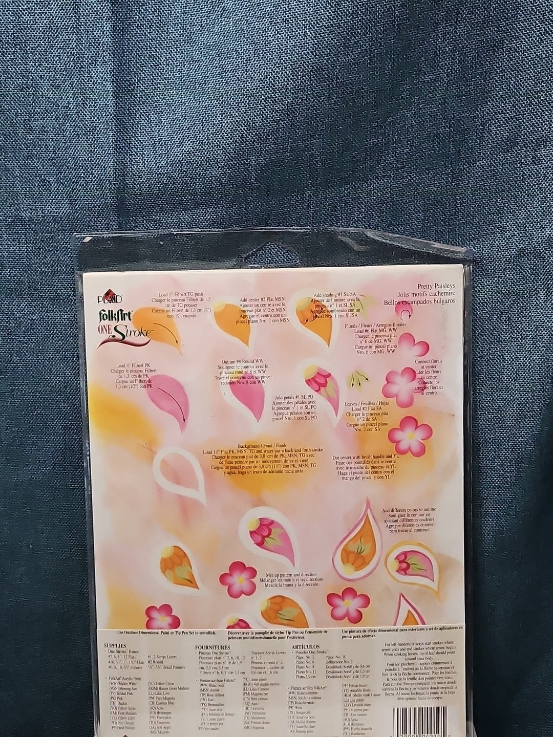 Set of 3 FolkArt One Stroke Painting Worksheet Packs | Flowers #4219 | Reusable