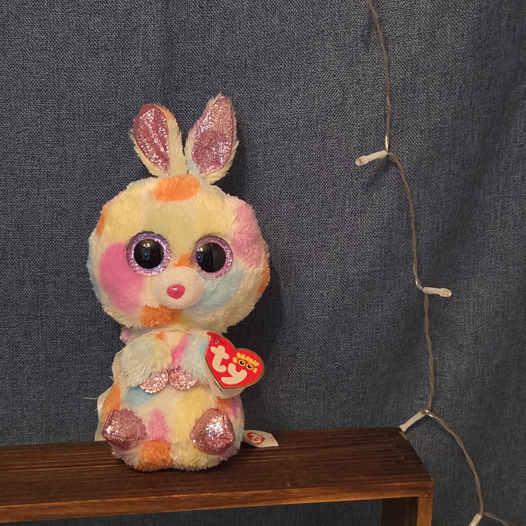 Ty Beanie Boos Bloomy Pastel Bunny Plush 6" Glitter Eyes Easter Bunny