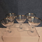 Tiffin Franciscan Brookmar Platinum Rim Champagne Coupe Sherbet Glass Set of 5