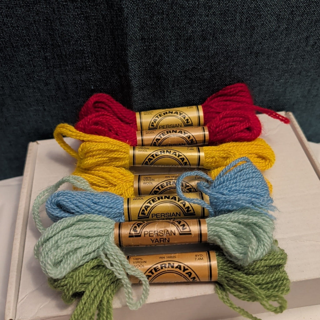 Paternayan Persian Needlepoint Wool Yarn Lot 7 Hanks 100% Virgin 3 Ply VINTAGE
