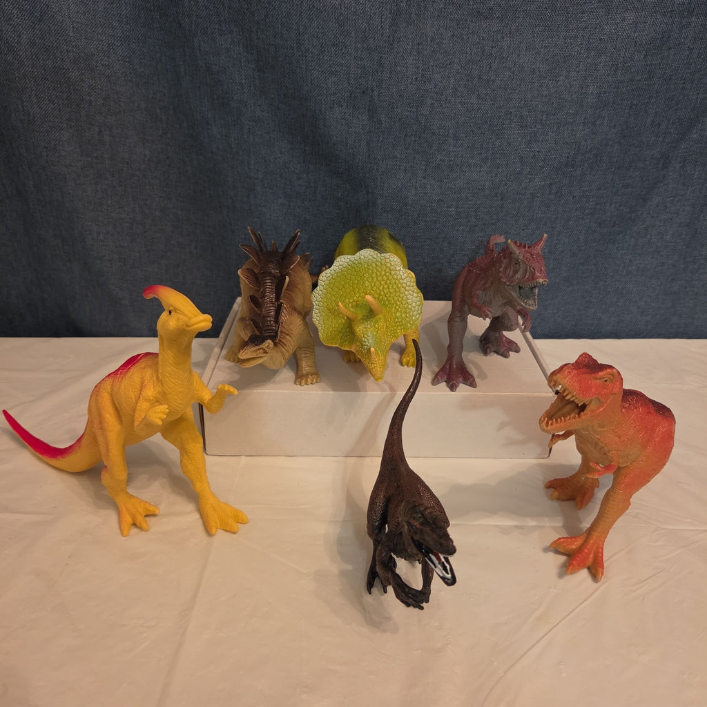 Dinosaur Toy Figures Lot of 6 T-Rex Triceratops Stegosaurus