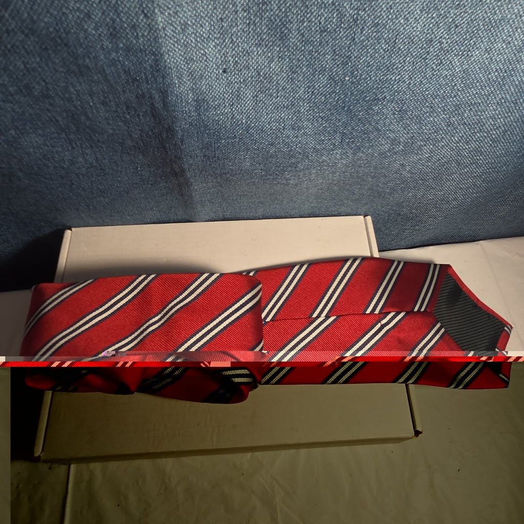 Steve & Barrys Necktie Mens Red Blue White Stripe Regimental Repp Collegiate Tie