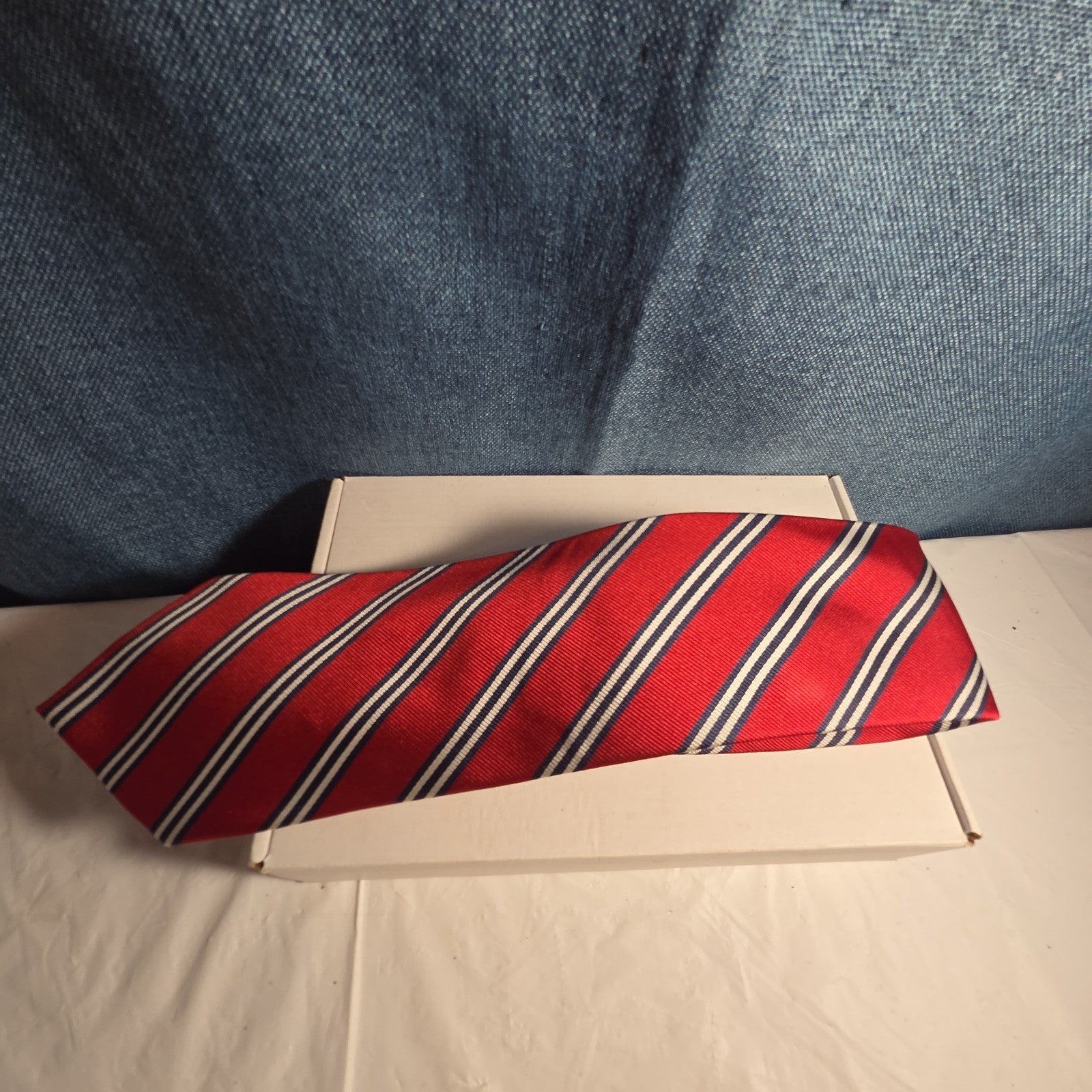 Steve & Barrys Necktie Mens Red Blue White Stripe Regimental Repp Collegiate Tie