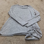 Thyme Honey Blouse Long Sleeve Side Tie Top Gray Heather Knit L