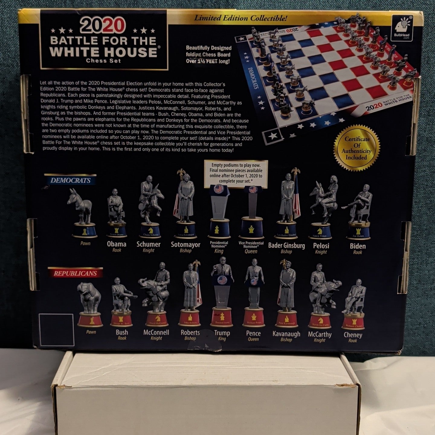 2020 Battle for the White House Chess Set BulbHead Political Collectible Trump